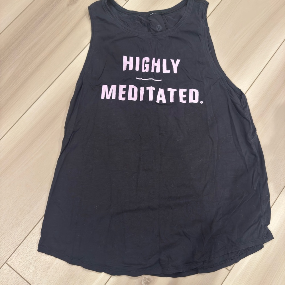 lululemon athletica Black Tank Top with Pink Text